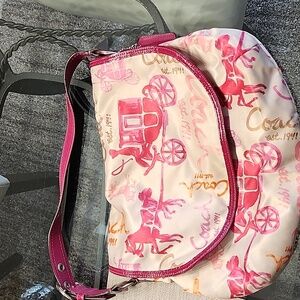 Pink, cream, orange Coach Satchel